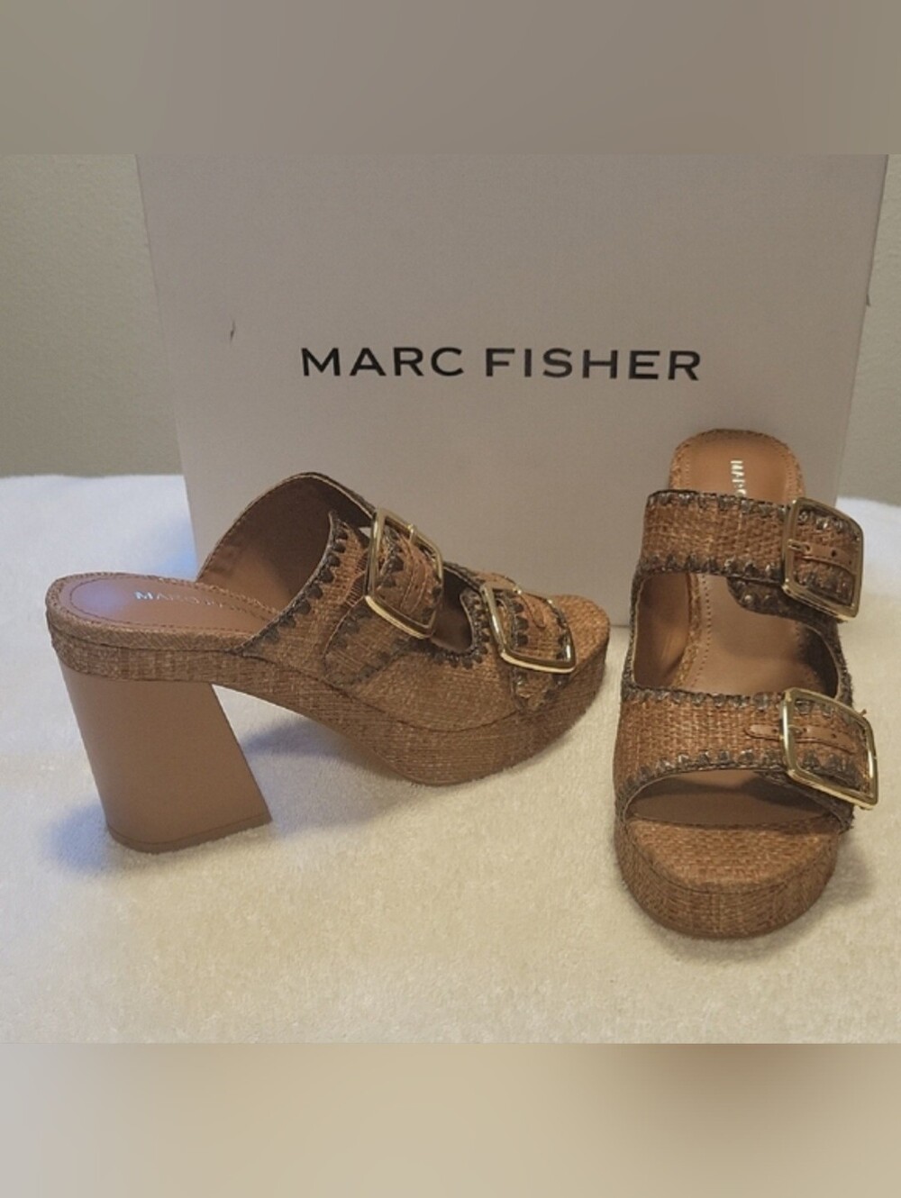 Marc Fisher DALEN2, Block Heel Slip-on Platform Sandals, NIB